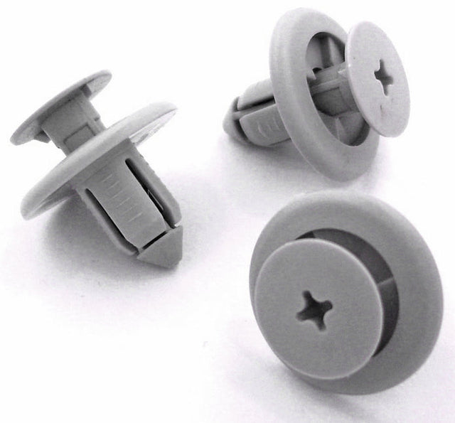 Push Fit Plastic Rivet, 8mm Hole, 20mm Collar, Grey, Easy Release