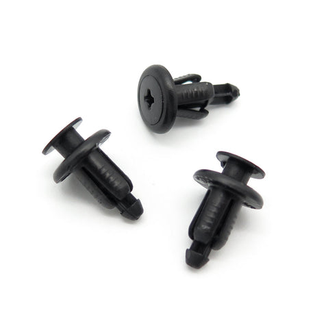 Push Fit Plastic Rivet, 6.5mm Hole, 12mm Collar, Black, Easy Release