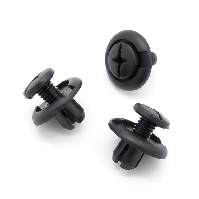 Screw Fit Plastic Rivet, 8mm Hole, 20mm Collar, Black, Type A