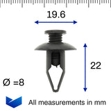 Screw Fit Plastic Rivet, 8mm Hole, 19mm Collar, Black - image 2