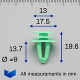 Interior Trim Clip, Green - image 2