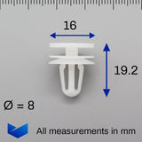 Door Card Panel Clip, White - image 2