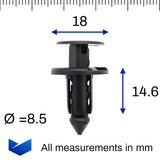 Push Fit Plastic Rivet, 9mm Hole , Black - image 2