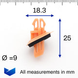 Sill Moulding & Wheel Arch Flare Clip, Angled, Peach - image 2