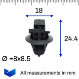 Sill Moulding & Wheel Arch Flare Clip, Angled, Black - image 2