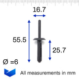 6mm Plastic Blind Rivet, Black - image 2