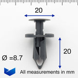 Push Fit Rivet, 8mm Hole, 20mm Collar, Dark Grey - image 2