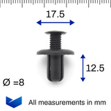 8mm Plastic Screw Fit Rivet, Black - image 2