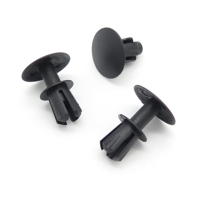 Push Fit Black Plastic Rivet, 8.5mm Hole, 19mm Head, Black