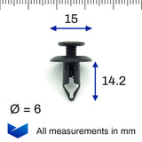 6mm Screw Fit Plastic Rivet, Black - image 2