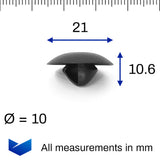 Button Clip, 21mm Head, Black - image 2