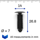 Fir Tree Clip, 7mm Hole, 14mm Head, Black - image 2