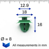 Trim Panel Clip, Green with Plastic Washer - image 2