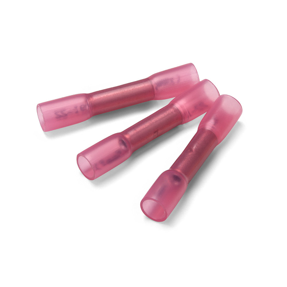 Heatshrink Butt Connector Terminals - Red - 100pk