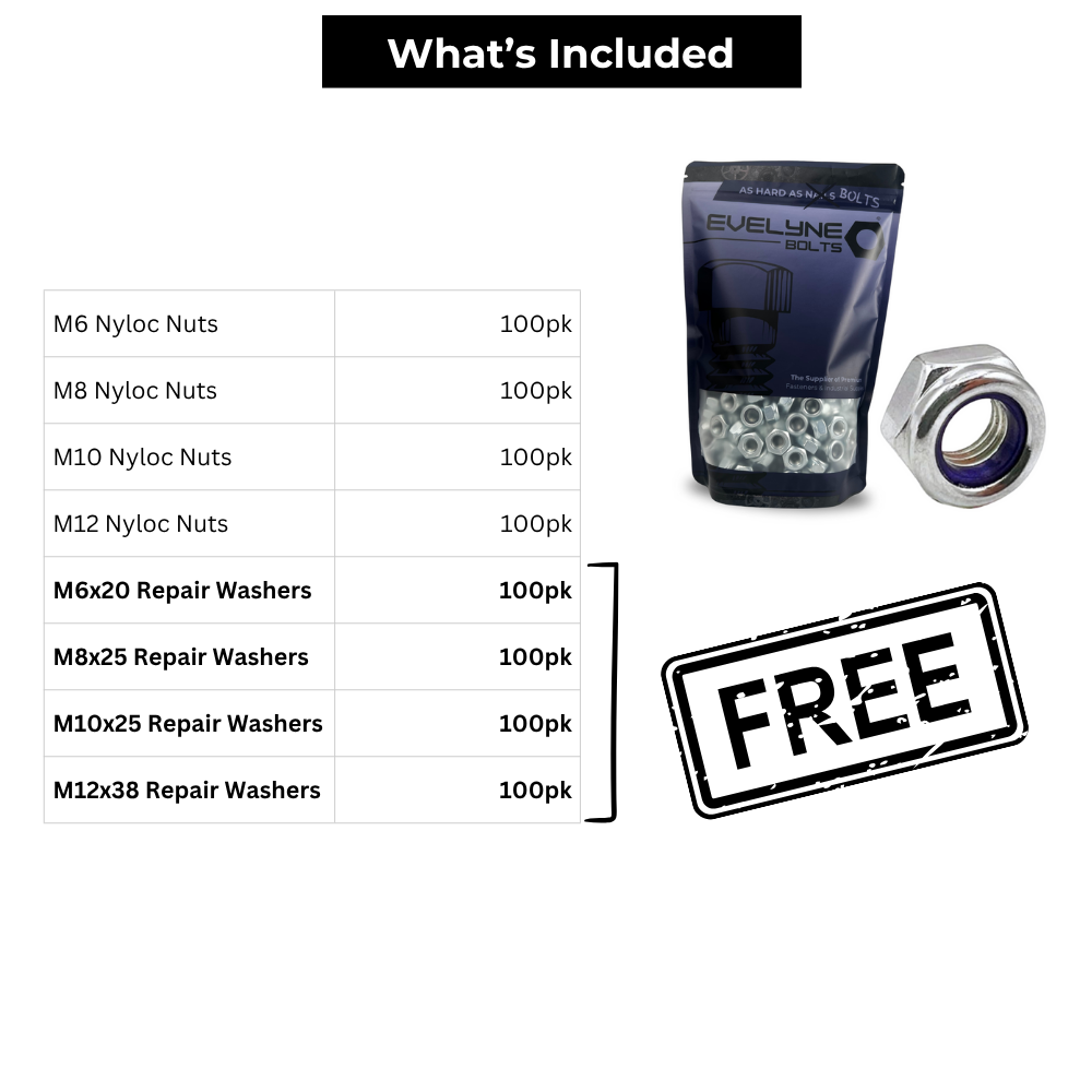 400pc Nyloc Nut Set - [Free Repair Washers - 400pc]