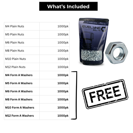 6000pc Plain Nut Set - [Free Form A Washers - 6000pc]