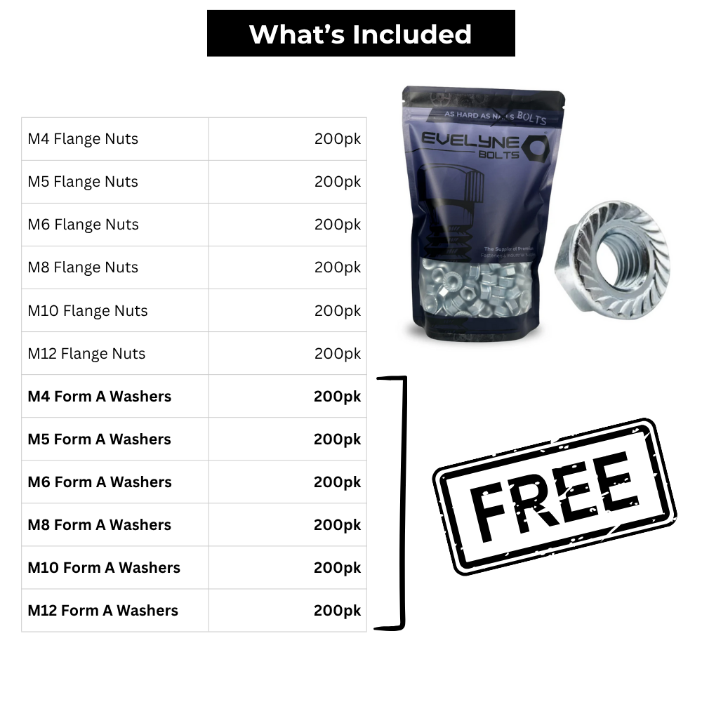 1200pc Flange Nut Set - [Free Form A Washers - 1200pc]