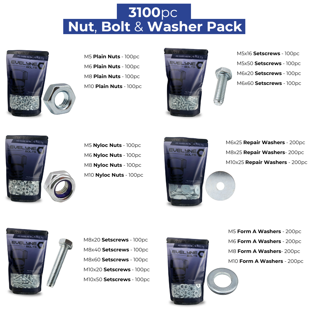 3100pc Nut, Bolt & Washer Pack