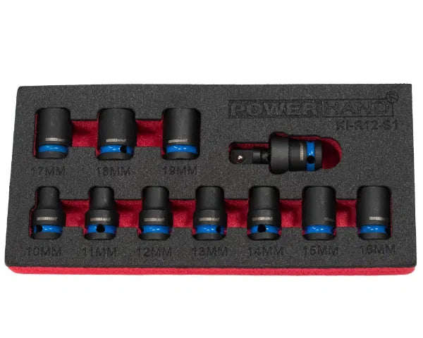 1/2" Shallow Impact Socket Set in EVA Foam 10-19mm