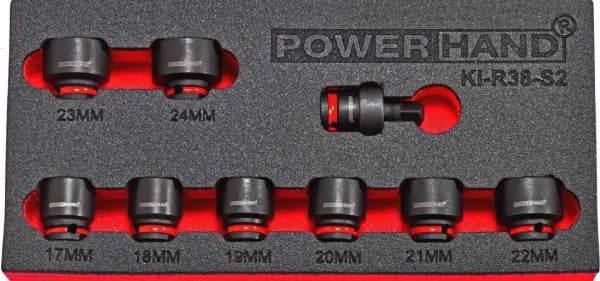 3/8" Shallow Impact Socket Set in EVA Foam 17-24mm