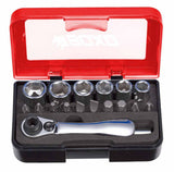 18 Pc 1/4" Socket Set with Dual Function Ratchet