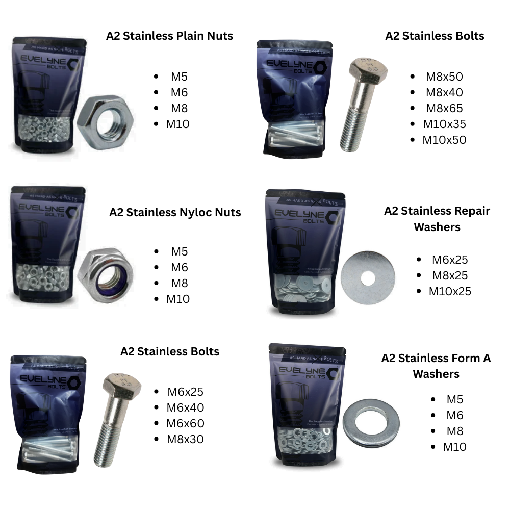 Stainless Steel -  Nut, Bolt & Washer Pack [Part Thread Pack]