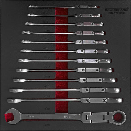 Powerhand 12pc double-jointed combi/ratcheting spanner set
