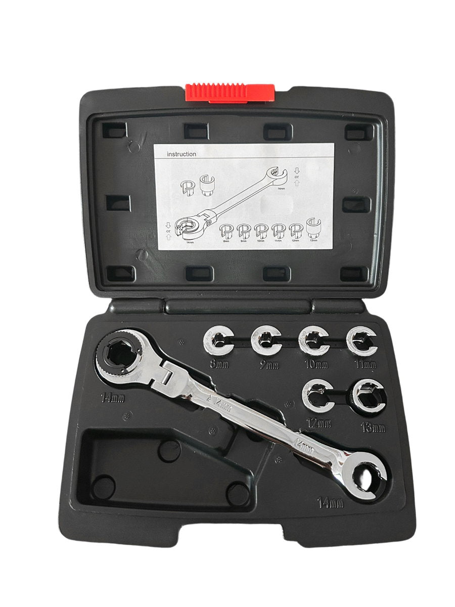Powerhand 7 Pc 72T Ratchet Flare Nut Wrench