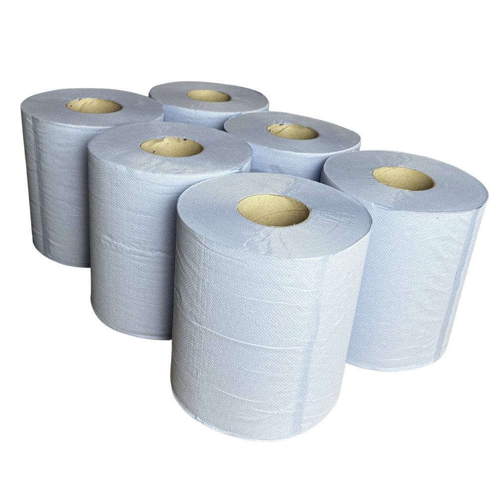 6 Pack Blue Roll - Embossed 2 Ply
