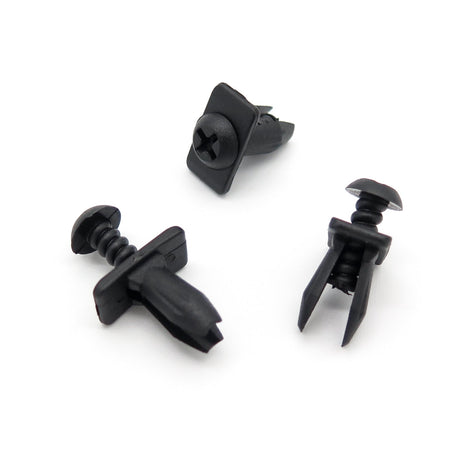 Plastic Fastener, Screw Fit Rivet, Rectangular Collar, Black