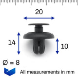 Push Fit Plastic Rivet, 8mm Hole Black - image 2