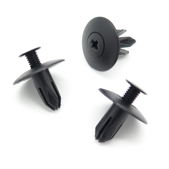Screw Fit Expanding Plastic Rivet, 6.5mm Hole, Black