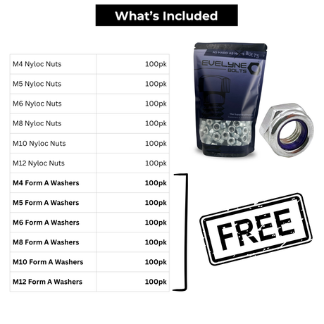 600pc Nyloc Nut Set - [Free Form A Washers - 600pc]