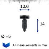 Plastic Fastener, Trim & Moulding Clip, Stud, Small Size - image 2