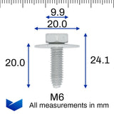 Metal Hex Head Bolt, M6x18, With Captive Washer - image 2