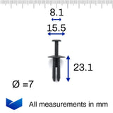 Push Fit Plastic Rivet, 6mm Hole, 16mm Collar - image 2