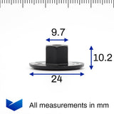 Plastic Nut, 24mm Collar, Black - image 2