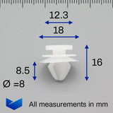 Plastic Fastener, Trim & Moulding Clip, White - image 2
