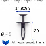 Push Fit Expanding Rivet, Rectangular Collar - image 2