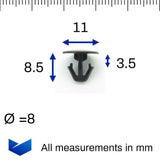 Rubber Weatherstrip Clips, 11mm Head, 5mm Hole (Supercedes to FCP-0207) - image 2