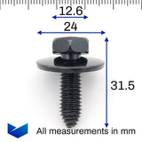 SEM Screw, M8 x 30mm with 24mm Washer, Black - image 2