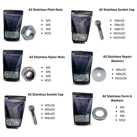 Stainless Steel - Nut, Bolt & Washer Pack [Socket Cap Pack]