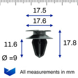 Interior Trim Clip, Black, with Crescent Head - image 2