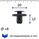 Push Fit Plastic Rivet, 8mm Hole, Black - image 2