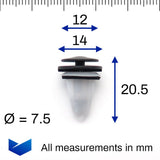 Trim Panel Clip, Black with White Insert - image 2